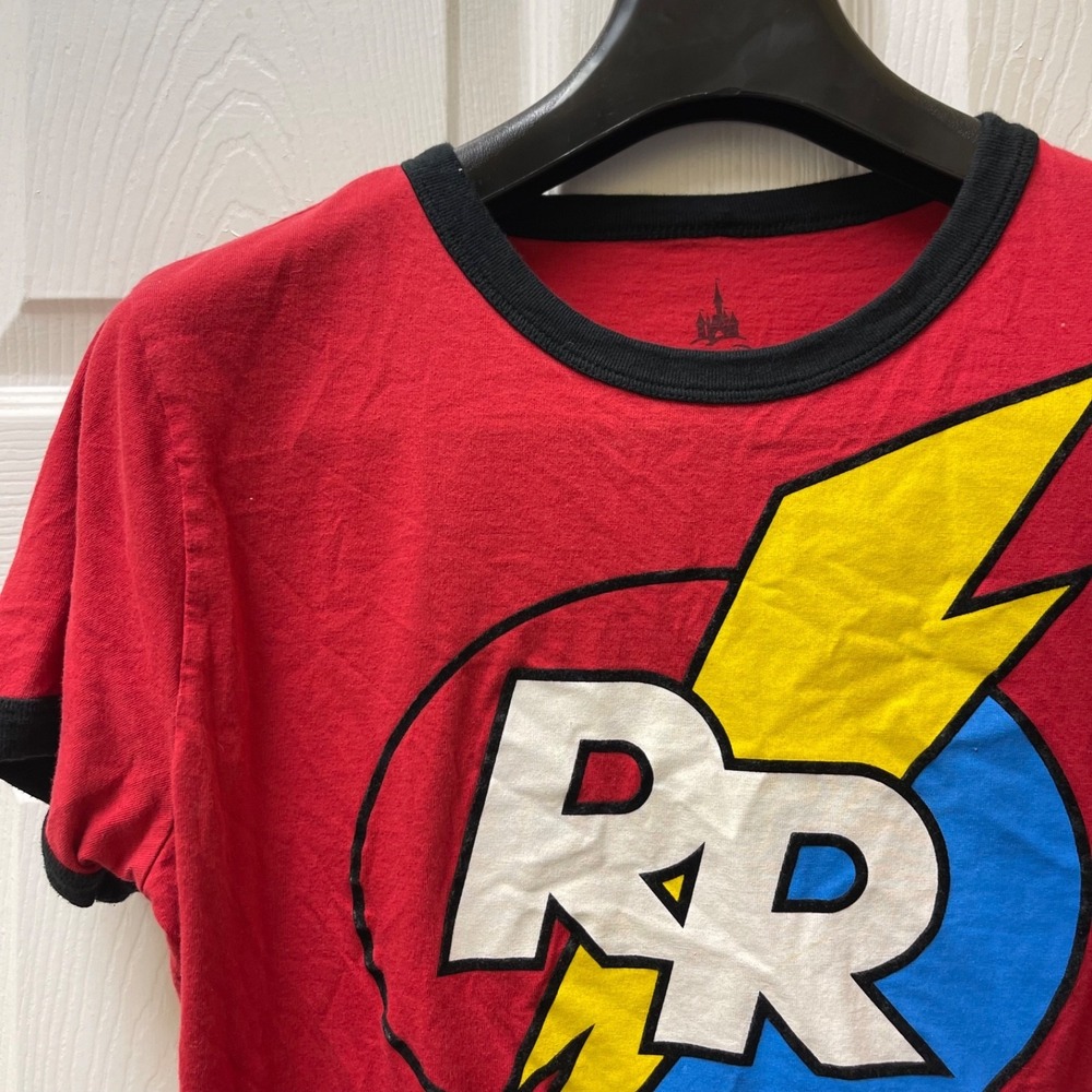 Disney Parks Women's Large Chip N Dale Rescue Rangers Logo Red Ringer T Shirt
